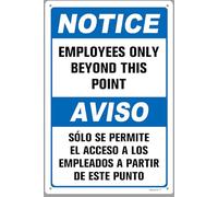 Señal de advertencia de 8 x 12 pulgadas para empleados solo más allá de este punto