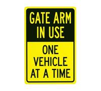 Señal de advertencia de brazo de puerta en uso con un vehículo a la vez, letreros de metal de seguridad para puerta de negocios, hogar, exterior, interior, carretera, garaje, calle, pared, precaución