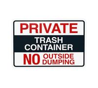 Señal de advertencia de contenedor de basura privada con texto en inglés "No Dumping Outside Dumping", letreros metálicos de seguridad para el hogar, negocios, exteriores, interiores, carretera, patio
