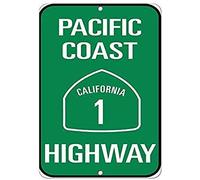 Señal de advertencia de la costa del Pacífico California 1 Highway Traffic Sign 8x12 pulgadas