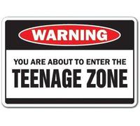 Señal de advertencia de metal BDTS con texto en inglés "You are About to Enter The Teenage Zone Warning Sign Children Kids Joke"