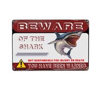 Señal de advertencia de metal con texto en inglés "Beware Of Shark" para el hogar, al aire libre, jardín, 8 x 12 pulgadas