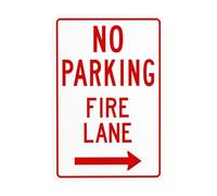 Señal de advertencia de metal con texto en inglés "No Parking Fire Lane, In Right Wing", letrero de seguridad para decoración de pared de negocios callejeros, 8 x 12 pulgadas