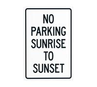 Señal de advertencia de metal con texto en inglés "No Parking Sunrise To Sunset In Daylight", letrero de seguridad para decoración de pared de negocios callejeros, 8 x 12 pulgadas