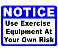 Señal de advertencia de metal de 20,3 x 30,5 cm, señal de advertencia de uso de equipo de ejercicio en propio riesgo, señal de seguridad en el gimnasio