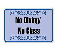 Señal de advertencia de no buceo/no cristal, letrero de actividad para piscina, letrero de metal de aluminio, letrero de estaño de 8 x 12 pulgadas