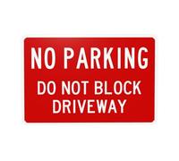 Señal de advertencia de "No Parking Do Not Block Driveway", letreros de metal de seguridad para el hogar, negocios, exteriores, interiores, carretera, garaje, calle, pared, precaución, decoración