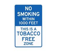Señal de advertencia de "No Smoking Within 1000 Feet This Is A Tobacco Free Zone", letreros de metal de seguridad para negocios, hogar, carretera, patio, garaje, calle, pared, precaución, decoración