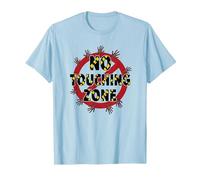 Señal de Advertencia de No Touching Zone Not Friendly Do Not Touch Camiseta, Hombre, Azul Bebé, L