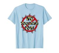 Señal de Advertencia de No Touching Zone Not Friendly Do Not Touch Camiseta, Hombre, Azul Bebé, S