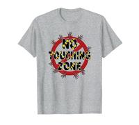 Señal de Advertencia de No Touching Zone Not Friendly Do Not Touch Camiseta, Hombre, Gris Jaspeado, 4XL