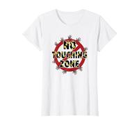 Señal de Advertencia de No Touching Zone Not Friendly Do Not Touch Camiseta, Mujer, Blanco, S