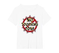 Señal de Advertencia de No Touching Zone Not Friendly Do Not Touch Camiseta, Mujer Tallas Grandes, Blanco, 5XL Grande