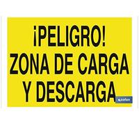 Señal de advertencia de peligro con texto zona de carga y descarga. Tamaño y material a elegir.