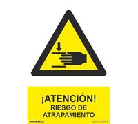 Señal de advertencia de peligro riesgo de atrapamiento. Tamaño y material a elegir.