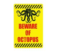 Señal de advertencia de piscina con texto en inglés "Beware of Octopus Pool Rules" para el hogar, negocios, exteriores, interiores, carretera, garaje, calle, pared, precaución, decoración