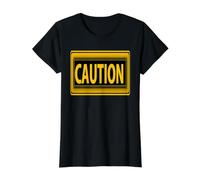 Señal de Advertencia de precaución Estilo audaz declaración atención de la Gente Camiseta gráfica económica, Mujer, Negro, S