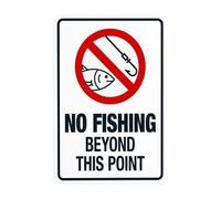 Señal de advertencia de prohibición de pesca más allá de este punto, letrero de metal de seguridad para negocios, hogar, exterior, interior, carretera, garaje, calle, pared, precaución, decoración