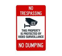 Señal de advertencia de prohibición de seguridad de pared para negocios, decoración personalizada, 20,3 x 30,5 cm, con texto en inglés "No Trespassing This Property Is Protected By Video Surveillance