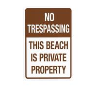 Señal de advertencia de propiedad privada con texto en inglés "No Trespassing This Beach Is Private Property", letreros de metal para negocios, hogar, carretera, patio, garaje, calle, pared