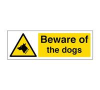 Señal de advertencia de seguridad "Beware Of The Dogs", plástico rígido de 2 mm, 300 mm x 100 mm