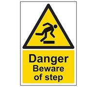 Señal de advertencia de seguridad "Danger Beware Of Step", plástico rígido de 2 mm, 200 mm x 300 mm