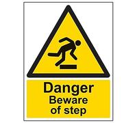 Señal de advertencia de seguridad "Danger Beware Of Step", plástico rígido de 2 mm, 300 mm x 400 mm