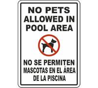 Señal de advertencia de seguridad para piscina, no se permiten mascotas, 8 x 12 pulgadas, aluminio, estilo minimalista