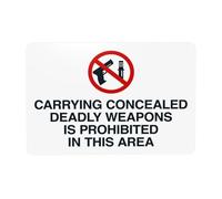 Señal de advertencia de seguridad para puerta con texto en inglés "Carry Hidden Deadly Weapons Is Prohibited In This Area", para el hogar, negocios, exteriores, interiores, calle, pared, precaución