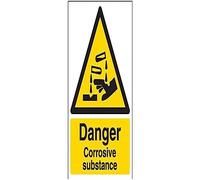 Señal de advertencia de sustancias corrosivas de peligro de VSafety - Retrato - 150 mm x 200 mm - Vinilo autoadhesivo