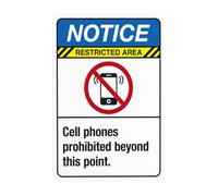 Señal de advertencia de teléfonos celulares prohibidos más allá de este punto, letreros de metal de seguridad para negocios, hogar, exterior, interior, carretera, garaje, calle, pared, precaución