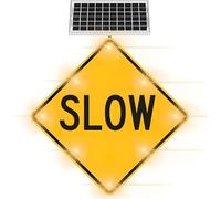 Señal de advertencia de tráfico con LED intermitente energía solar de 24"/30" Señal reflectante de seguridad para zonas escolares para cruces peatonales(30in,2pcs)