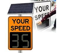 Señal de advertencia de velocidad con detector de radar solar, señales de límite de velocidad intermitentes de tráfico, con perlas LED de alto brillo, monitoreo en tiempo real,24''×35‘’-Orange