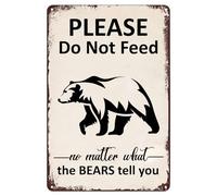 Señal de advertencia de vida silvestre con texto en inglés "Do Not Feed The Bears", decoración de cueva de hombre de taberna del bosque, letrero de lata para puerta del hogar, jardín, bares