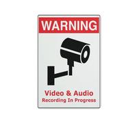 Señal de advertencia de video y amplificador; grabación de audio en progreso, señal de seguridad, señales al aire libre, 12 x 8 pulgadas, señal para el hogar, negocios, alerta de entrada