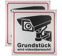 Señal de advertencia de videovigilancia, 2 unidades, 15 x 15 cm, señal de advertencia de videovigilancia, señal de videovigilancia privada, señales para videovigilancia exterior interior, señales de