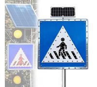 Señal de advertencia LED con energía solar, cruce peatonal intermitente para mayor seguridad en zonas escolares y aceras, 76,2 cm de altura