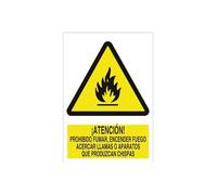 Cofan Señal de advertencia No encender fuego Amarillo Poliestireno Montaje en pared