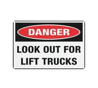 Señal de advertencia para exteriores, con texto en inglés "Danger Look Out For Lift Trucks", 30,5 x 20,3 cm