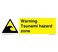 Señal de advertencia para zona de peligro de tsunami, 150 x 50 mm, L15