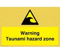 Señal de advertencia para zona de peligro de tsunami, 300 x 200 mm, A4L