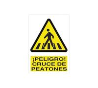 Señal de advertencia, peligro cruce de peatones.