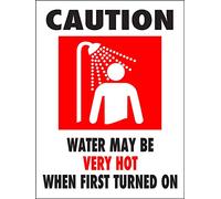 Señal De Advertencia Precaución: El Agua Puede Estar Muy Caliente Cuando Se Abre por Primera Vez. Duradero Chapa De Metal Decorativo Placa De La Pared Póster para Oficina Cafetería 20X30Cm