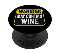 Señal de Advertencia Que Puede Contener Vino, Divertida precaución de cumpleaños PopSockets PopGrip Adhesivo