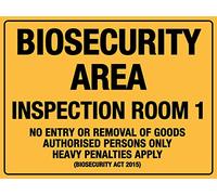 Señal De Advertencia Sala De Inspección del Área De Bioseguridad 1 Protección UV Cartel Metálico Resistente Placa Metálica para Garaje Oficina Sala De Estar 20X30Cm