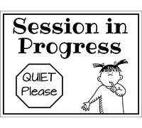 Señal De Advertencia, Sesión En Progreso Silencio Por Favor Señal Advertencia Impermeable Placa Metal Retro Cartel Metálico Para Garaje Oficina,20X30Cm
