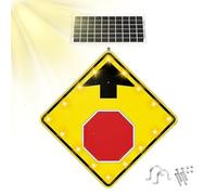 Señal De Advertencia Solar Para Exteriores "Pare Más Adelante" Con Luces LED Intermitentes; Aluminio (norma W3-1); Reflectante; Resistente Al Agua Y A La Corrosión.(24in)