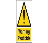 Señal de advertencia VSafety 6A007AN-S para sustancias y químicos peligrosos, con texto en inglés «Warning Pesticide», vinilo autoadhesivo, vertical, 150 x 200 mm, color negro y amarillo