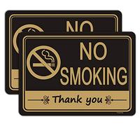 Señal de agradecimiento "No Smoking Thank You" de 25,4 x 17,8 cm, con adhesivo adhesivo en la parte trasera, de plástico de alta calidad, resistente a la intemperie, resistente al agua, tinta duradera, fácil de montar para uso en exteriores e interiores, paquete de 2