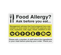 Señal de alergia alimentaria con texto en inglés "Ask Before You Eat" (Preguntar antes de comer), señal de seguridad para exteriores, 12 x 8 pulgadas, señal para el hogar, negocios, alerta de entrada